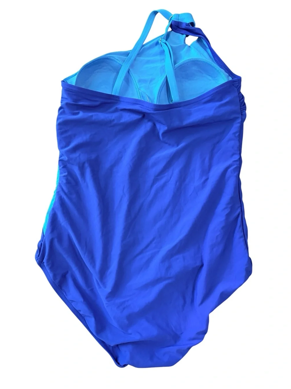 Lands’ End Chlorine Resistant One Shoulder One Piece Swimsuit Blue Size 14